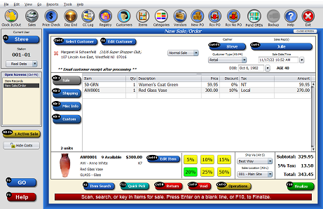 Artisan POS Sales Screen