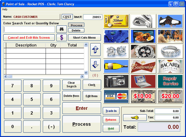 Rocket POS Sales Entry Screen